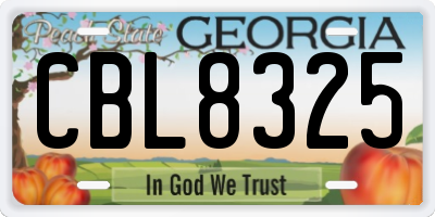 GA license plate CBL8325