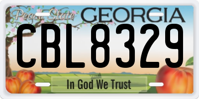 GA license plate CBL8329
