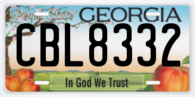 GA license plate CBL8332