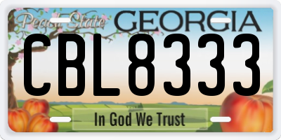 GA license plate CBL8333