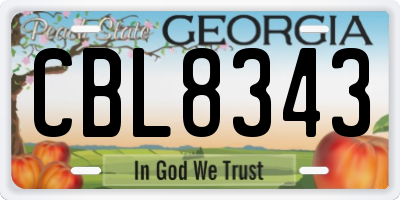 GA license plate CBL8343