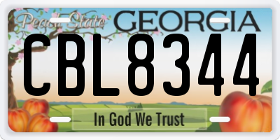 GA license plate CBL8344