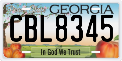 GA license plate CBL8345
