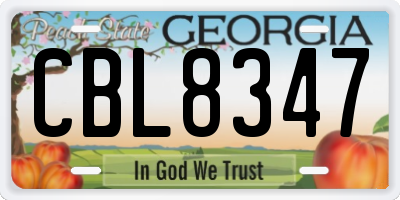 GA license plate CBL8347