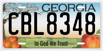 GA license plate CBL8348