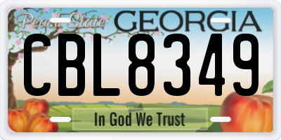 GA license plate CBL8349