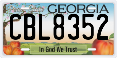 GA license plate CBL8352