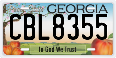 GA license plate CBL8355