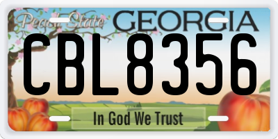 GA license plate CBL8356