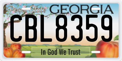 GA license plate CBL8359