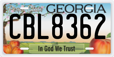 GA license plate CBL8362