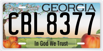 GA license plate CBL8377