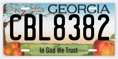 GA license plate CBL8382
