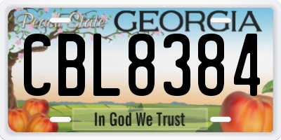 GA license plate CBL8384