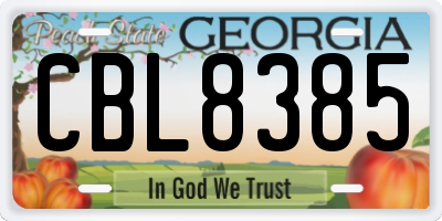 GA license plate CBL8385