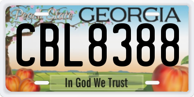 GA license plate CBL8388