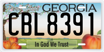 GA license plate CBL8391