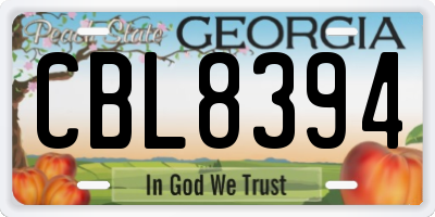 GA license plate CBL8394
