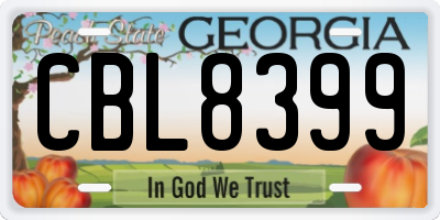 GA license plate CBL8399