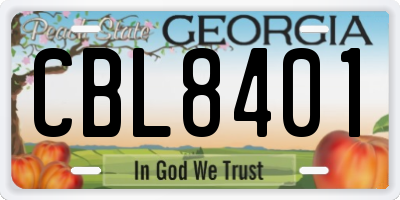 GA license plate CBL8401