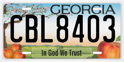 GA license plate CBL8403