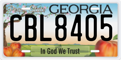 GA license plate CBL8405