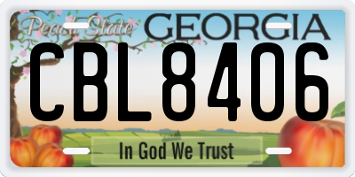 GA license plate CBL8406