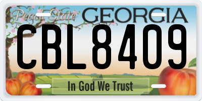 GA license plate CBL8409