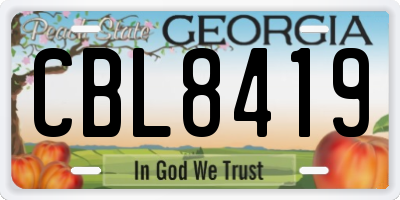 GA license plate CBL8419