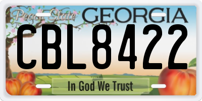 GA license plate CBL8422