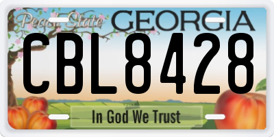 GA license plate CBL8428