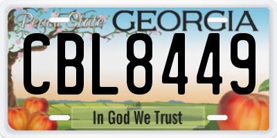 GA license plate CBL8449