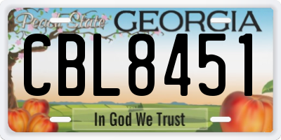 GA license plate CBL8451