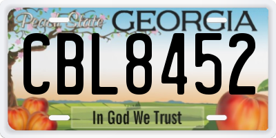 GA license plate CBL8452
