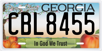 GA license plate CBL8455