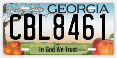 GA license plate CBL8461