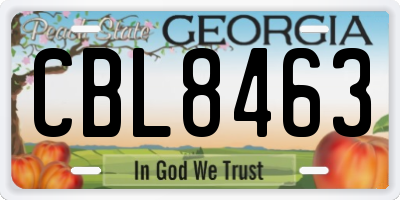 GA license plate CBL8463