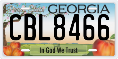 GA license plate CBL8466