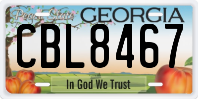 GA license plate CBL8467