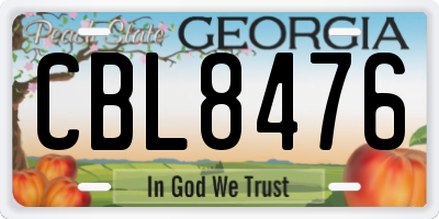 GA license plate CBL8476