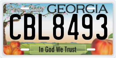 GA license plate CBL8493