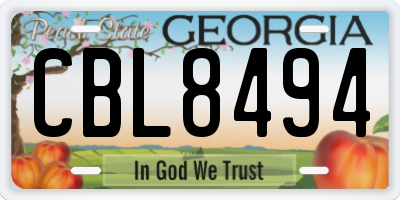 GA license plate CBL8494