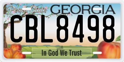 GA license plate CBL8498