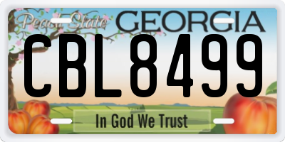GA license plate CBL8499
