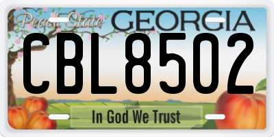 GA license plate CBL8502