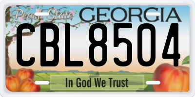 GA license plate CBL8504