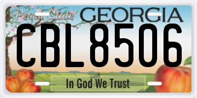 GA license plate CBL8506