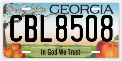 GA license plate CBL8508