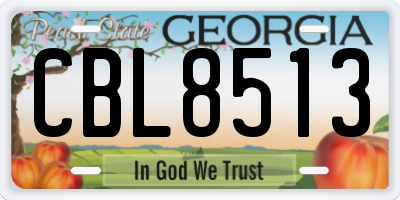 GA license plate CBL8513