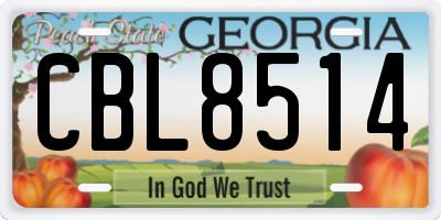 GA license plate CBL8514